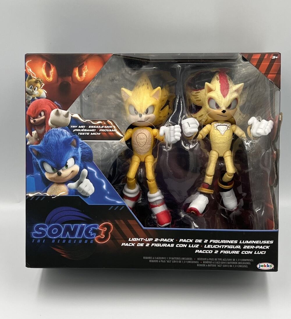 Super Shadow & Super Sonic Jakks Pacific Light Up 2 Pack Sonic 3 Movie